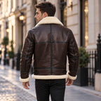 Brown Shearling Leather Aviator Jacket