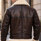 Brown Shearling Leather Aviator Jacket