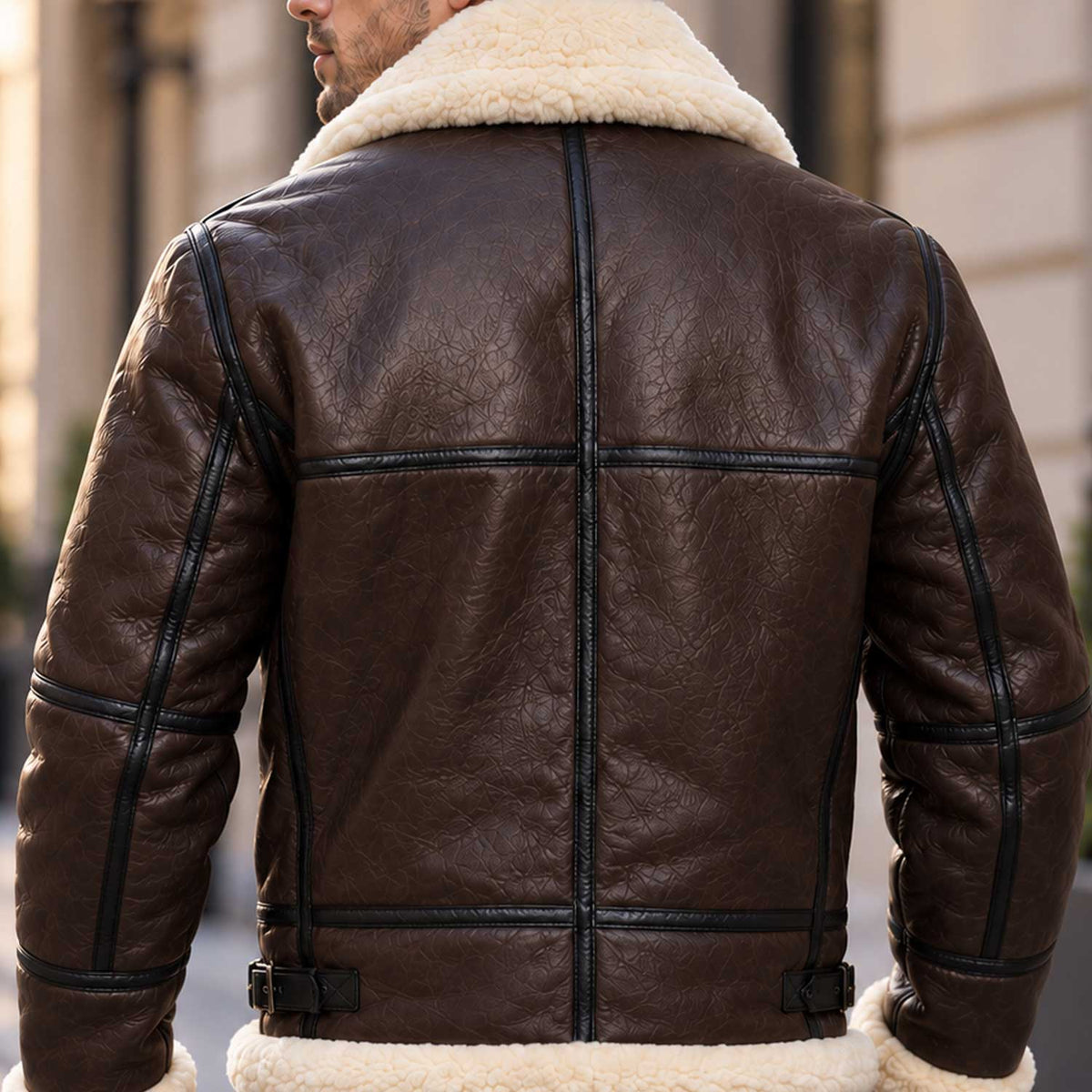 Brown Shearling Leather Aviator Jacket