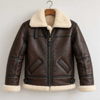 Brown Shearling Leather Aviator Jacket