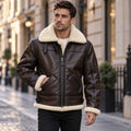 Brown Shearling Leather Aviator Jacket