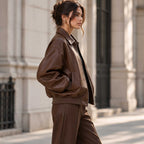 brown leather
sheepskin jacket
leather bomber
oversized jacket
womens leather
brown bomber
genuine leather
oversized bomber
dark brown jacket
womens bomber
sheepskin leather
streetwear jacket
brown leather coat