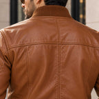 AeroForge Brown Leather Bomber Jacket – Premium Cowhide