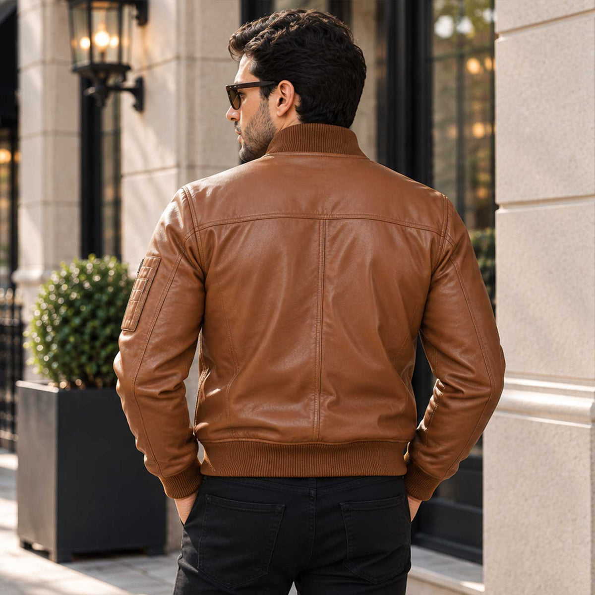 AeroForge Brown Leather Bomber Jacket – Premium Cowhide