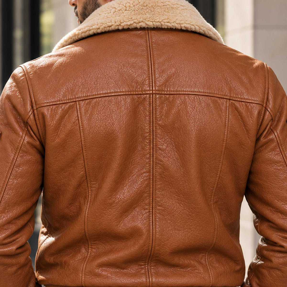 Mens Cognac Aviator Bomber – Premium Wrinkled Leather Jacket