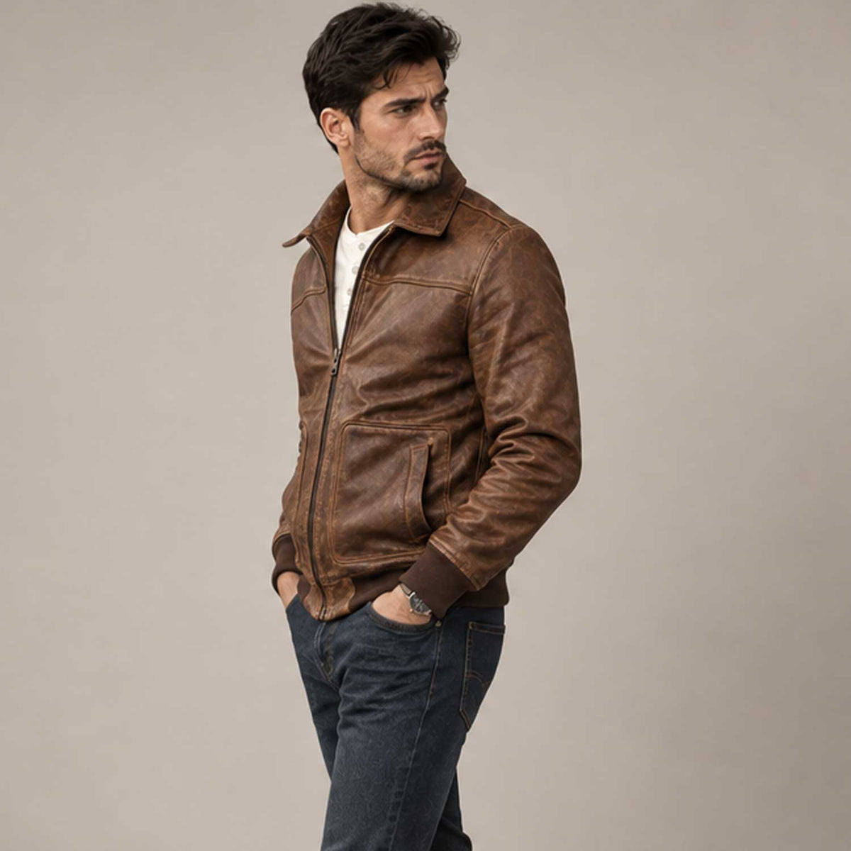 whiskey brown
leather bomber
lambskin jacket
full grain leather
vintage bomber
mens leather jacket
brown bomber
aviator jacket
distressed leather
sherpa bomber
flight jacket men
vintage leather
mens bomber jacket