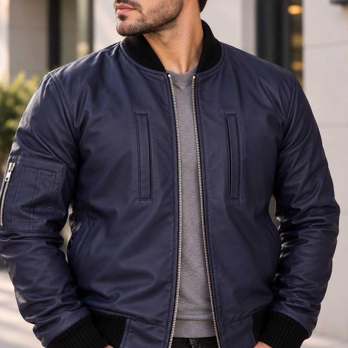 navy leather

varsity jacket

leather bomber

mens bomber

blue leather

sheepskin jacket

navy bomber

mens leather

flight jacket

bomber jacket men

varsity bomber

navy blue jacket