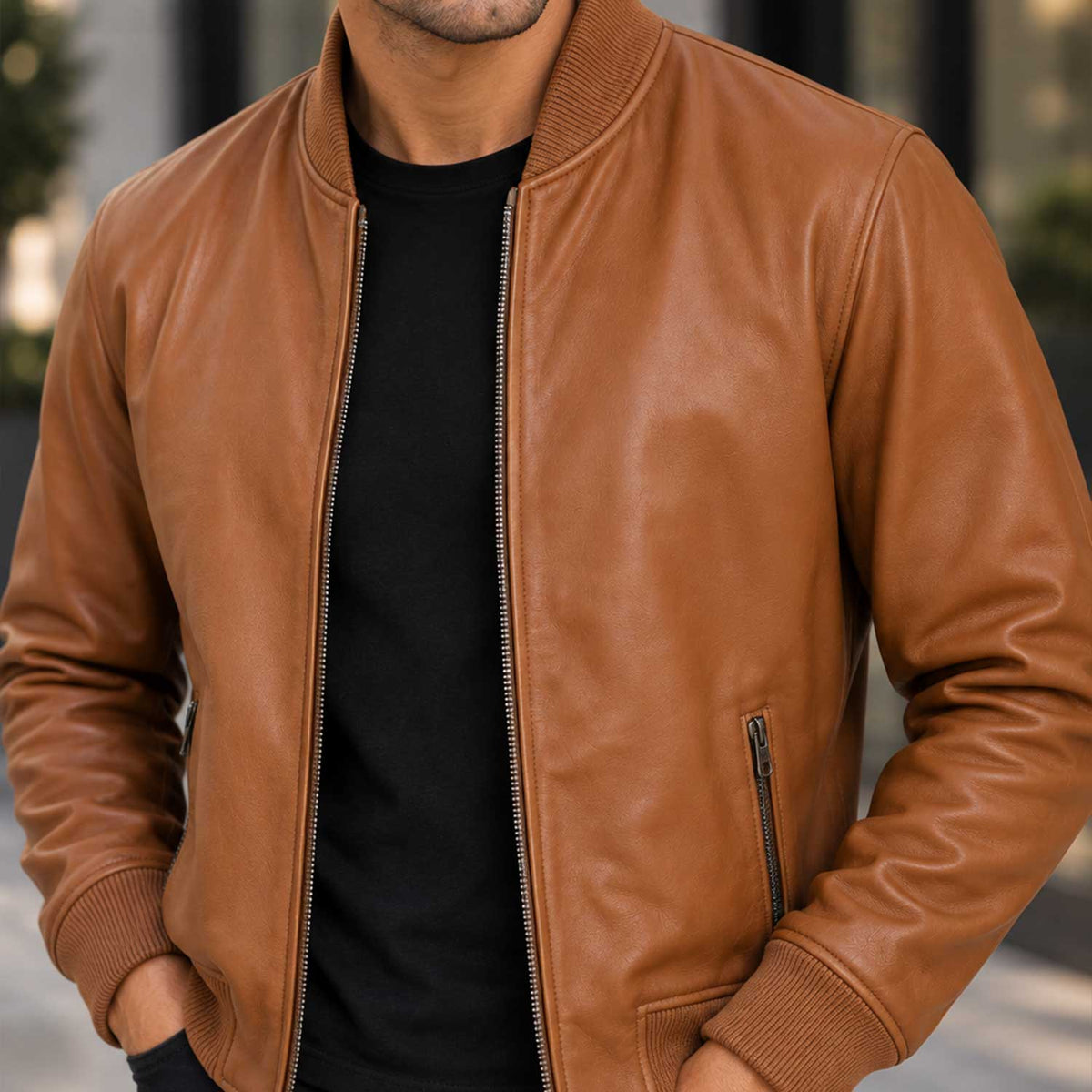 AeroSable Heritage MA-1 Brown Leather Bomber Jacket