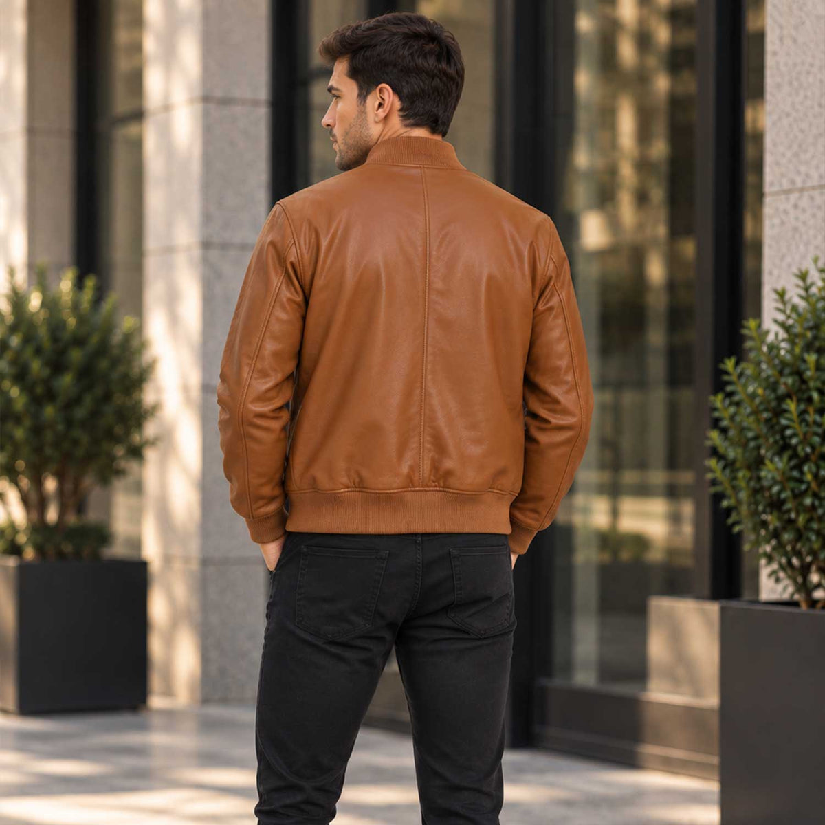 AeroSable Heritage MA-1 Brown Leather Bomber Jacket