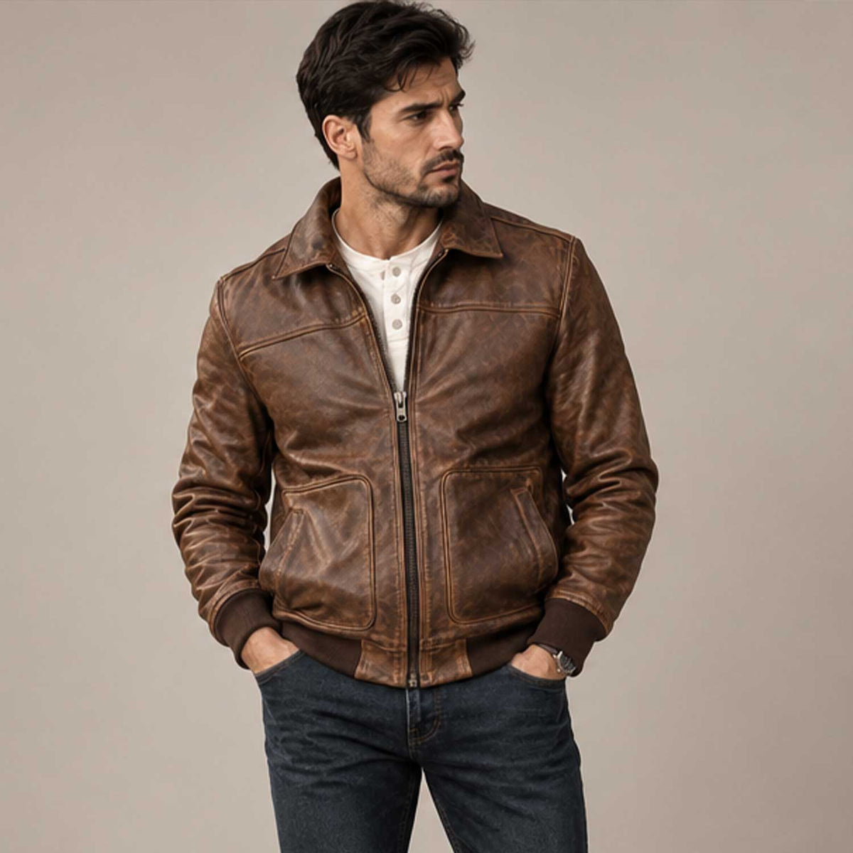 whiskey brown
leather bomber
lambskin jacket
full grain leather
vintage bomber
mens leather jacket
brown bomber
aviator jacket
distressed leather
sherpa bomber
flight jacket men
vintage leather
mens bomber jacket