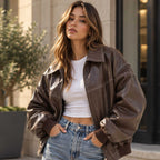 sheepskin jacket, leather bomber, brown leather coat, oversized jacket, contrast stitch, womens bomber, genuine leather, chocolate brown, petite bomber, vintage bomber, streetwear jacket, leather outerwear, boxy leather jacket