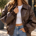 sheepskin jacket, leather bomber, brown leather coat, oversized jacket, contrast stitch, womens bomber, genuine leather, chocolate brown, petite bomber, vintage bomber, streetwear jacket, leather outerwear, boxy leather jacket