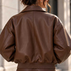 brown leather
sheepskin jacket
leather bomber
oversized jacket
womens leather
brown bomber
genuine leather
oversized bomber
dark brown jacket
womens bomber
sheepskin leather
streetwear jacket
brown leather coat