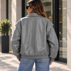 grey leather

oversized bomber

womens bomber

leather bomber

sheepskin jacket

grey bomber

biker jacket

womens leather

oversized jacket

zip leather jacket