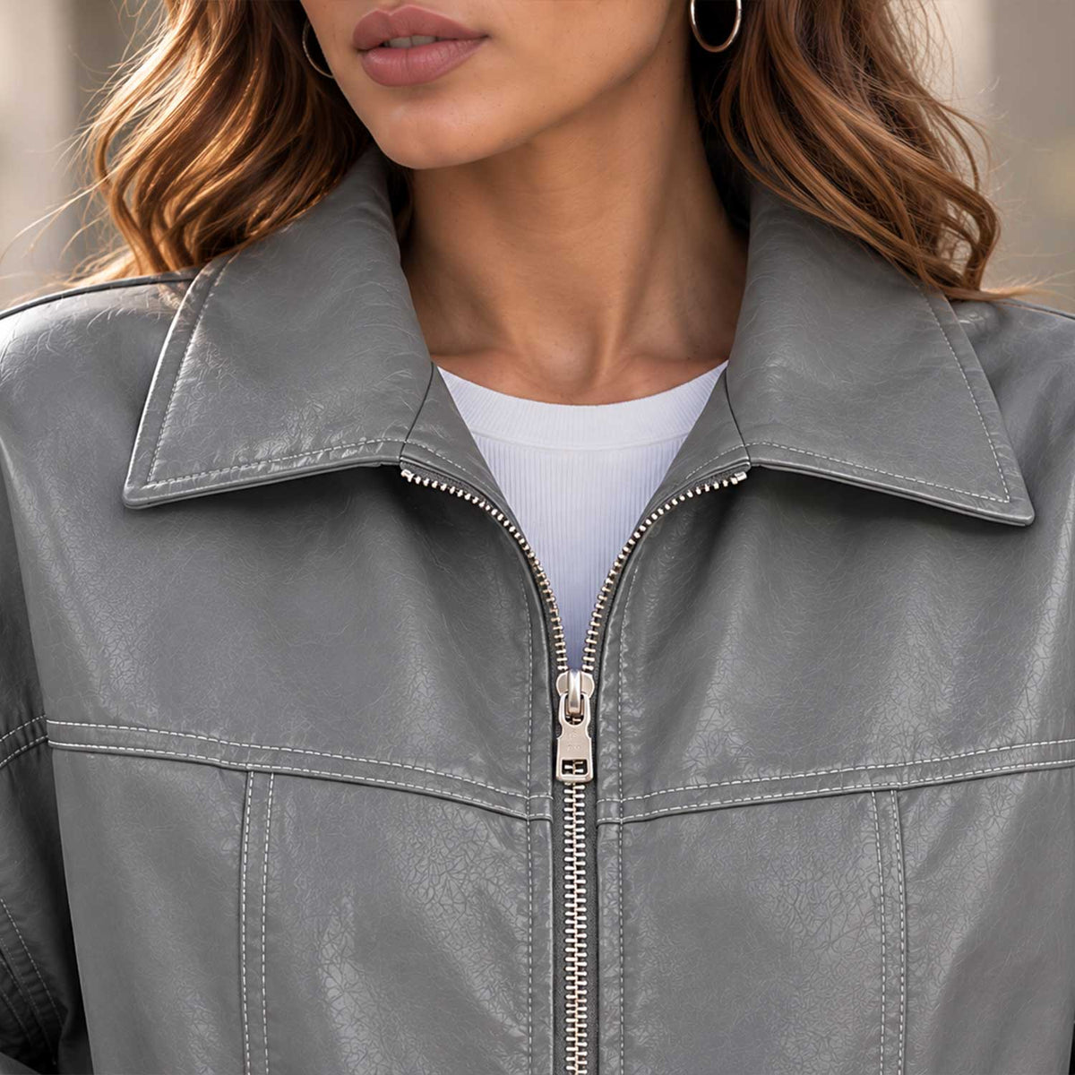 grey leather

oversized bomber

womens bomber

leather bomber

sheepskin jacket

grey bomber

biker jacket

womens leather

oversized jacket

zip leather jacket
