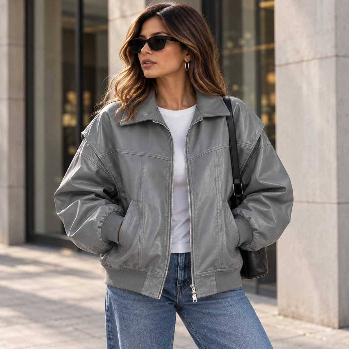 grey leather

oversized bomber

womens bomber

leather bomber

sheepskin jacket

grey bomber

biker jacket

womens leather

oversized jacket

zip leather jacket